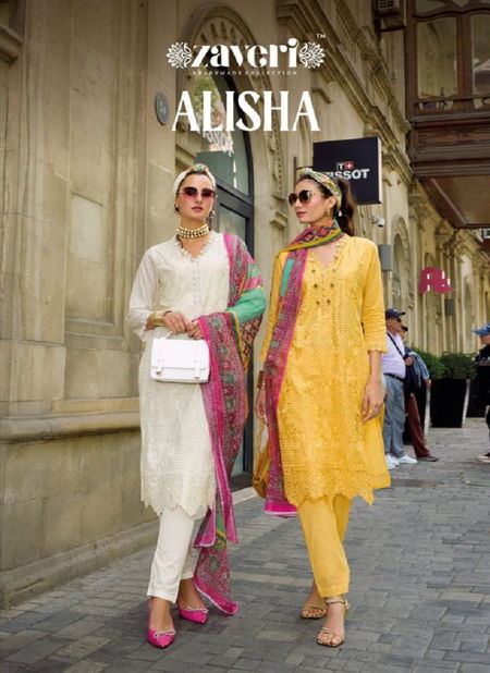 Alisha By Zaveri Cotton Embroidery Surat Readymade Suits Wholesale Market Catalog